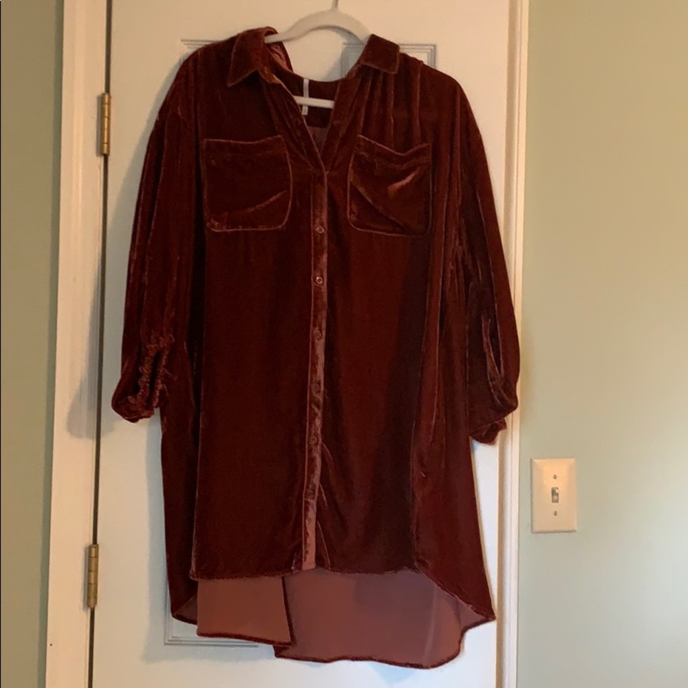 Free People Lux Velvet Shirt Dress